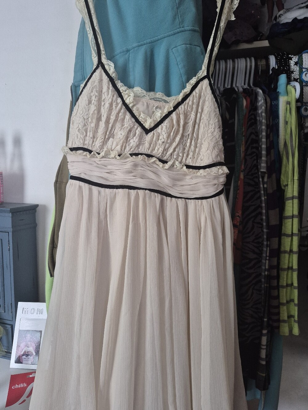 Forever 21 Cream Baby Doll Dress with Black Trim